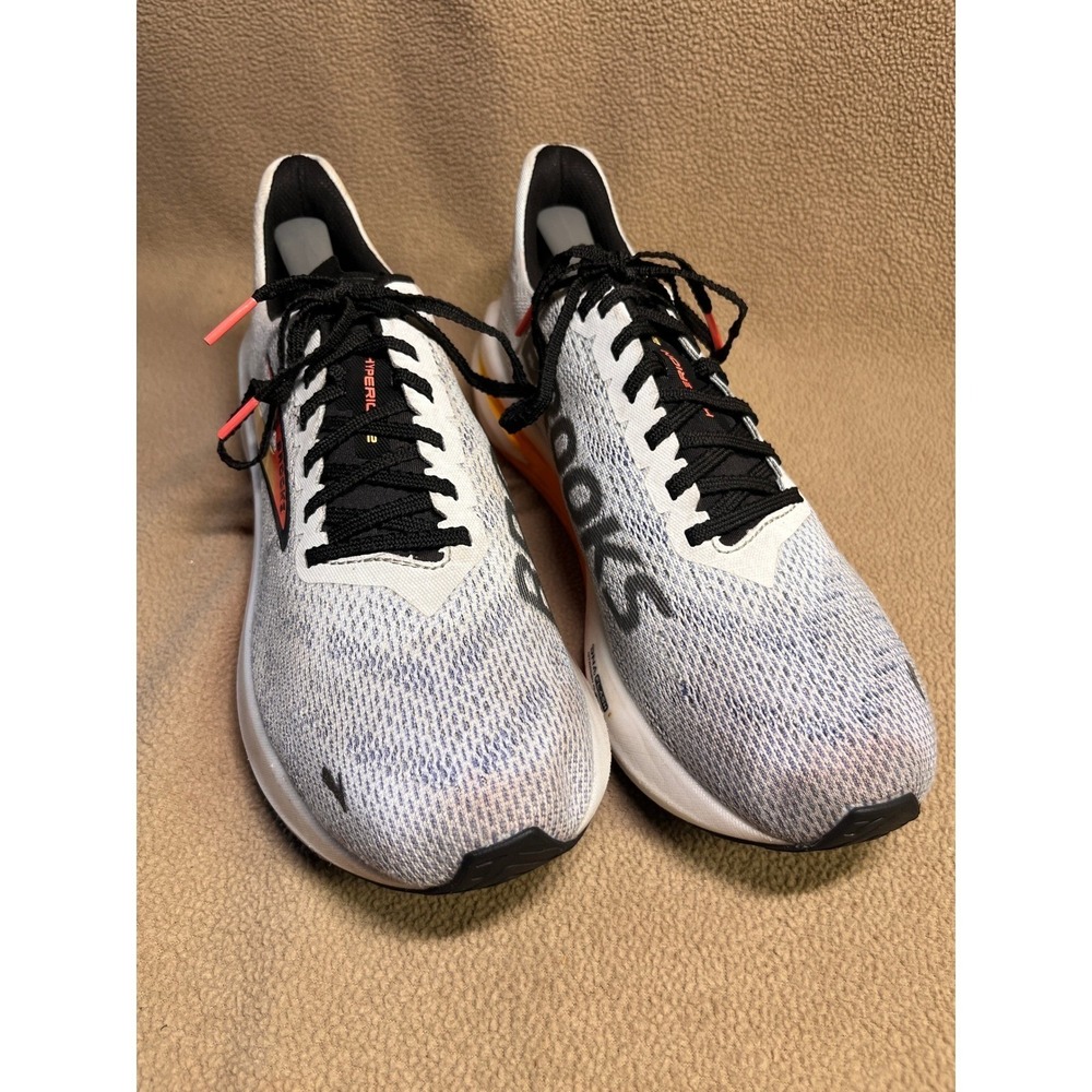 Brooks Hyperion Max Womans Running Shoes 9.5 White Black Orange Yellow DNA FLASH